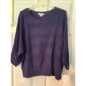 liz claiborne sweater petite xl Navy Blue Knit Stripe